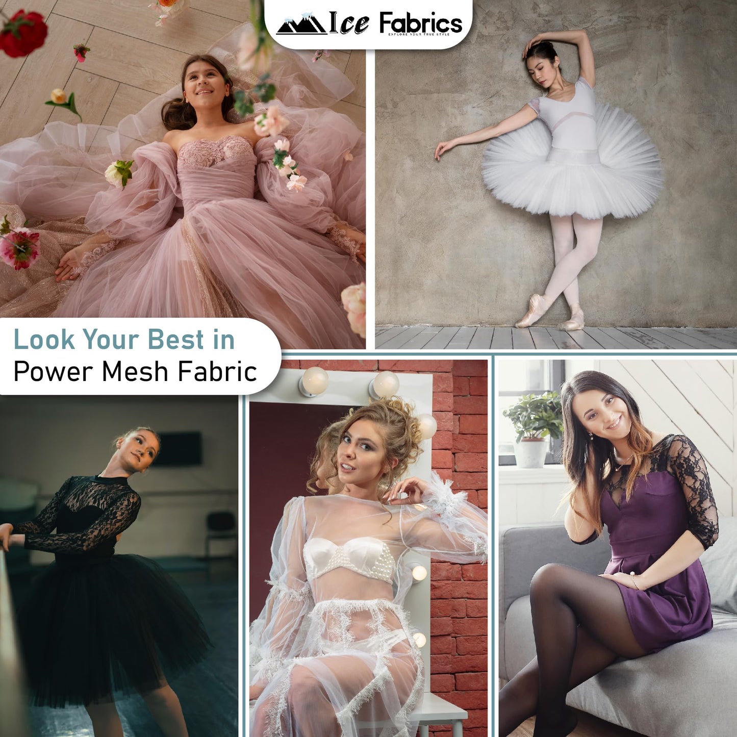 Ice Fabrics 4-Way Stretch Power Mesh Fabric by The Yard - 60" Wide Nylon Spandex Sheer Net - Breathable & Stretchy Mesh Fabric for Sewing Activewear, Dresses, Crafts - Kelly Green - 1 Yard