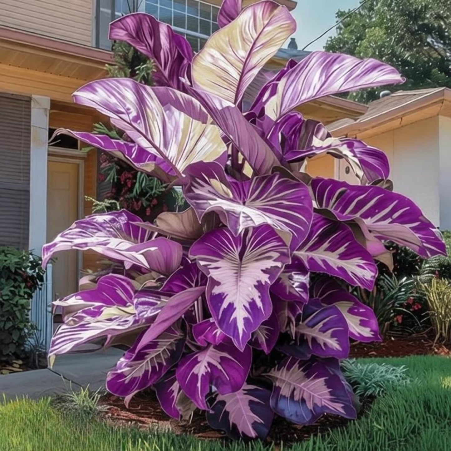 OJHJXUG Elephant Ears/Low Maintenance Excellent Display/Patio Or Porch Pot/Colorful Hues(Compact Purple) (6)