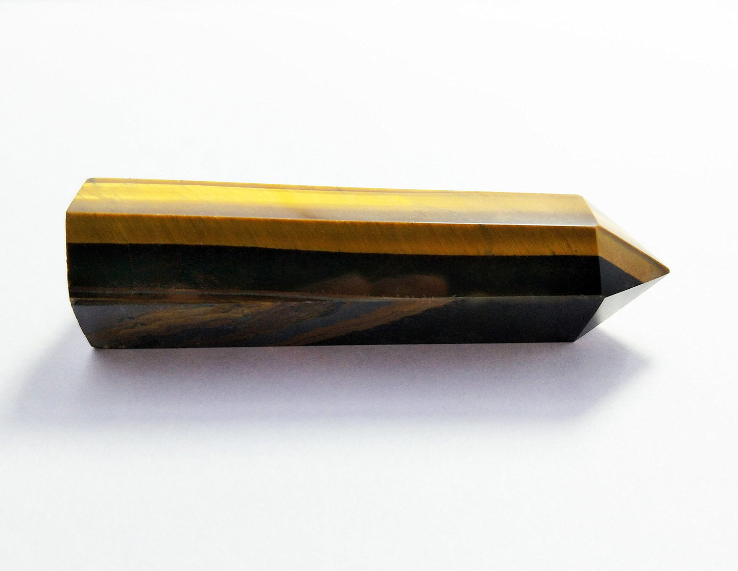Healing Crystal Wand of Tiger's Eye Pointed & Faceted Prism Bar for Reiki Chakra Meditation Therapy Deco