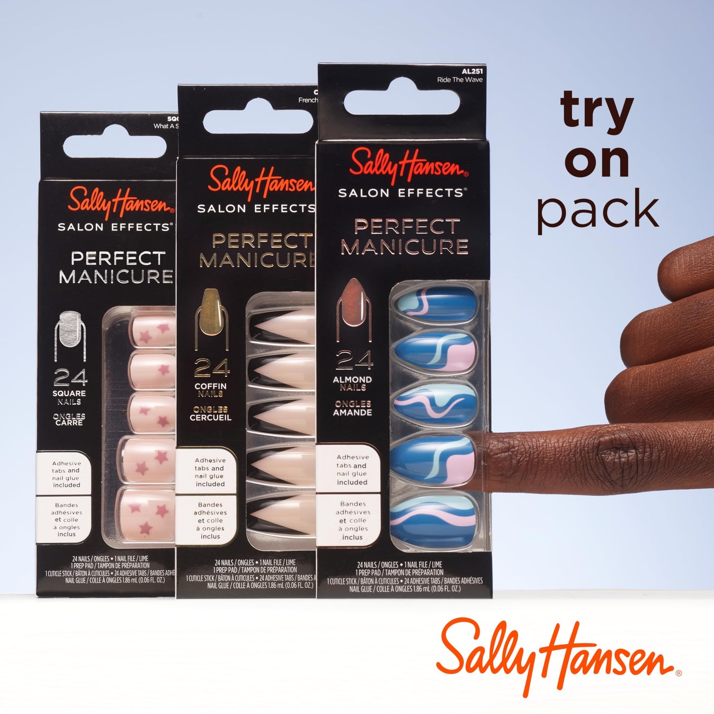 Sally Hansen Salon Effects® Perfect Manicure, Ombre-Lievable, Press On Nails, Oval Shaped, Non-Damaging Adhesive Tabs, File, and Alcohol Pad Included (Pack of 2)