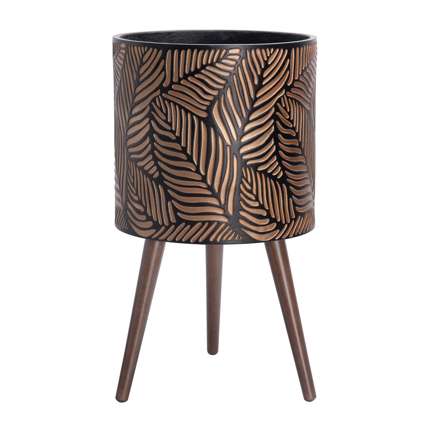 D'vine Dev 14 Inch Planter Pot with Stand, Mid-Century Tall Plant Pot with Legs for Indoor Plants, X-Large, Bronze/Grey, 88-L-D-6