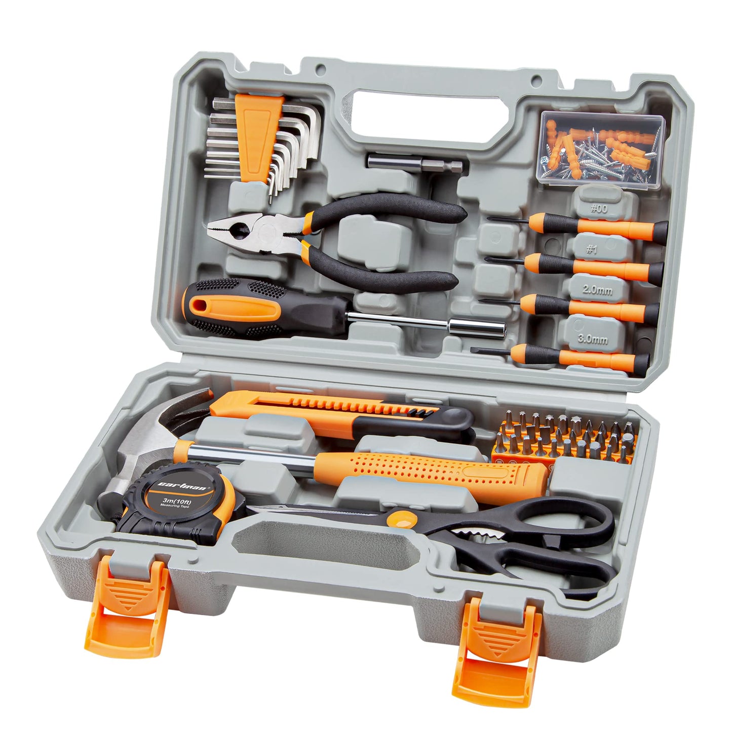CARTMAN Home Tool Set Kit, Basic Household Hand Tools with Storage Case Light Orange