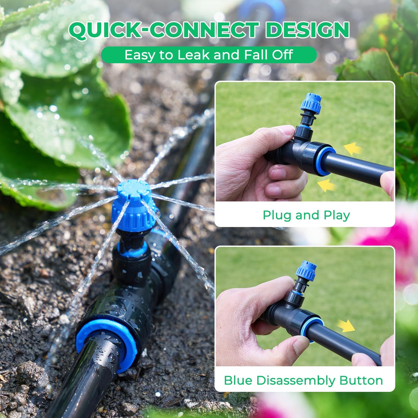 HIRALIY Raised Bed Drip Irrigation Kit Small, DIY Garden Grid Watering System, Garden Irrigation System, for Raised Beds up to 2 x 8FT