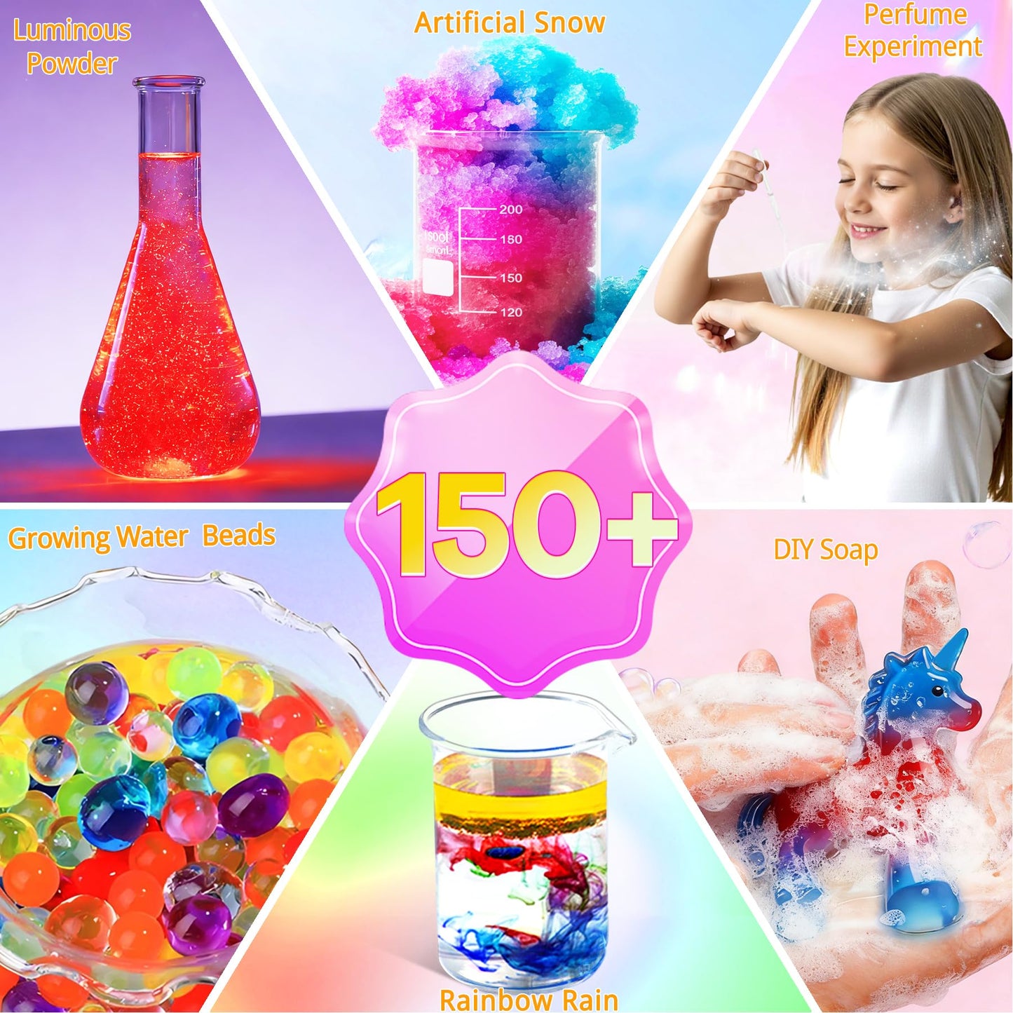My First Science Kit for Kids Ages 4-5-6-7-8, 150+ Science Experiments Stem Toy Learning & Educational Projects with Chemistry Set, Crystal Growing, Volcano Science Kit