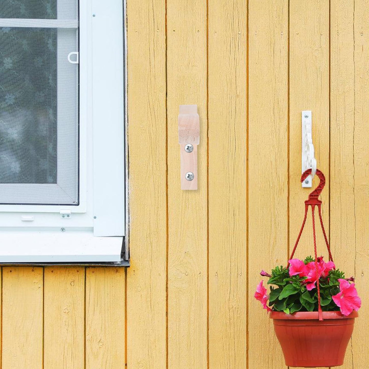 DOITOOL 2pcs Wall-Mounted Wood Flower Pot Hanging Hooks for Indoor Outdoor Garden Planter Brackets Lantern Wind Chime Support