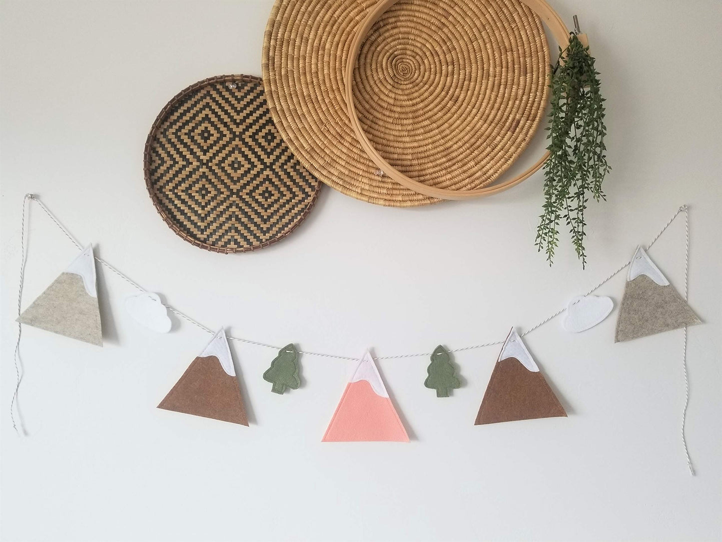 Ella & Max Kids Nursery Decor Mountain Garland Banner, Terra Cotta Woodland Theme, Rustic Felt Bunting, Handmade in USA