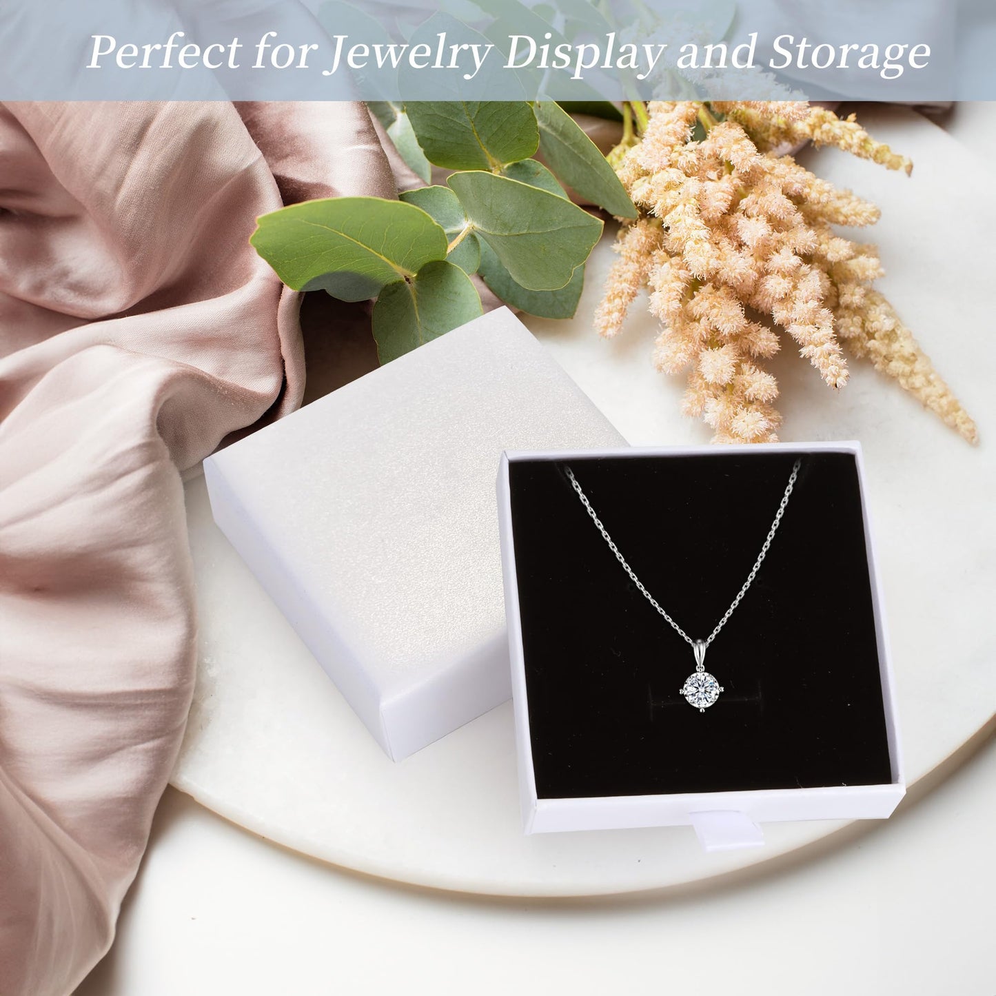 MATUFF Jewelry Gift Boxes, 10 Pack 3.5" × 3.5" x 1" Sponge Fill Cardboard Jewelry Box Bulk, Drawer Style Small Gift Boxes for Necklace Pendant Bracelet Ring Earring Display and Storage, White