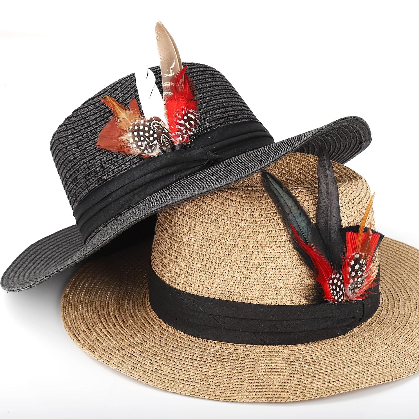 FeelfunFeather Hat Natural Peacock Feathers - 12PCS Colorful Real Feathers for DIY Fedora, Cowboy, Christmas Party, Oktoberfest, Trilby Hats