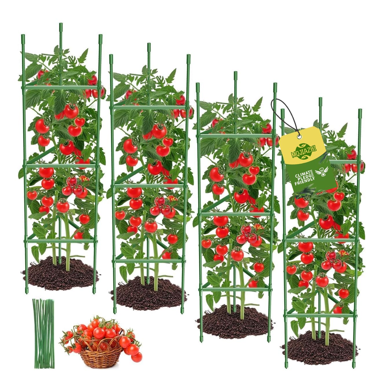4PCS Tomato Cages for Garden, Tomato Trellis for Raised Garden Bed, 51.2" Tall Cage Plant Support for Pots, Gardening Supplies Trellis for Climbing Plants (4PCS，High: 51.2 Inch)
