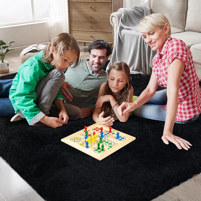 9X12 Large Shag Area Rugs for Living Room Bedroom,Big Soft Fluffy Rug for Bedroom Dorm, Indoor Carpet Nursery Rugs for Kids Girls Room Home Decor (Black, 9X12 Feet)