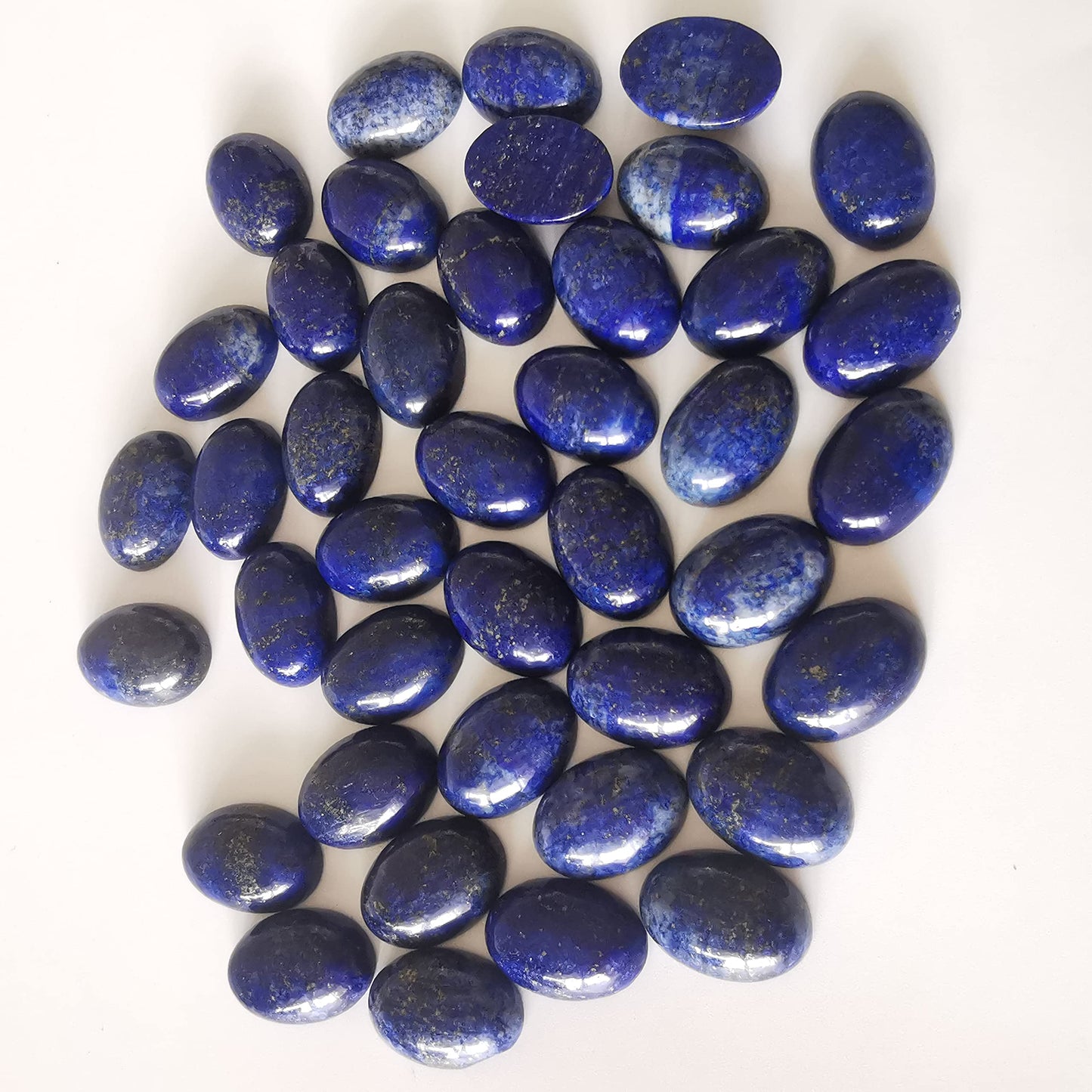 Loveliome 18x13mm Oval Cabochons Flatback Crystal Stone Gemstones Beads for Jewelry Making DIY Pack of 10, Lapis Lazuli