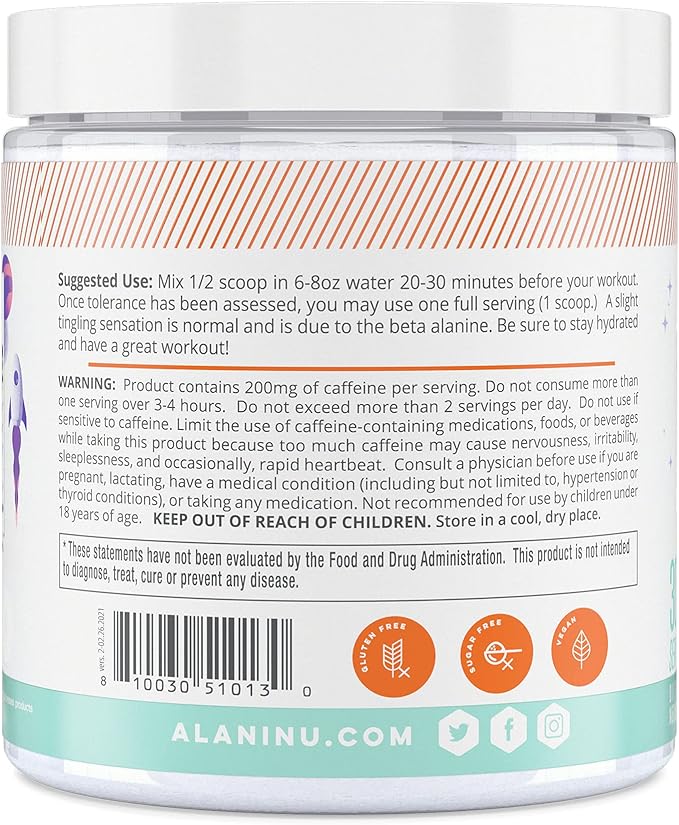 Alani Nu Pre Workout Powder Galaxy Lemonade | Amino Energy Boost | Endurance Supplement | Sugar Free | 200mg Caffeine | L-Theanine, Beta-Alanine, Citrulline | 30 Servings