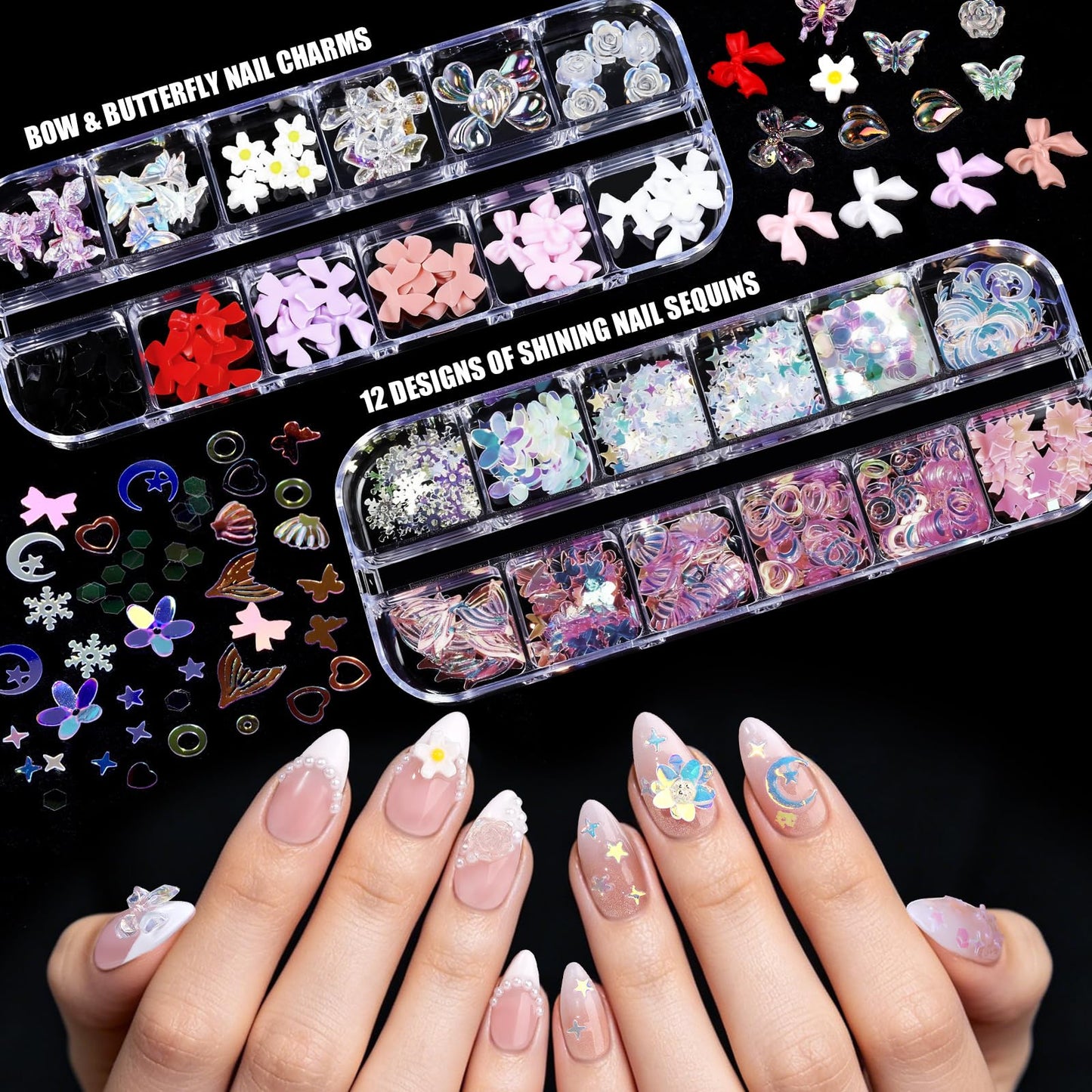 Teenitor Acrylic Nail Kit With Chrome Powder, Almond Tips, Art Brushes, Charms, 3D Gel, Tools, Stand - Beginner Set