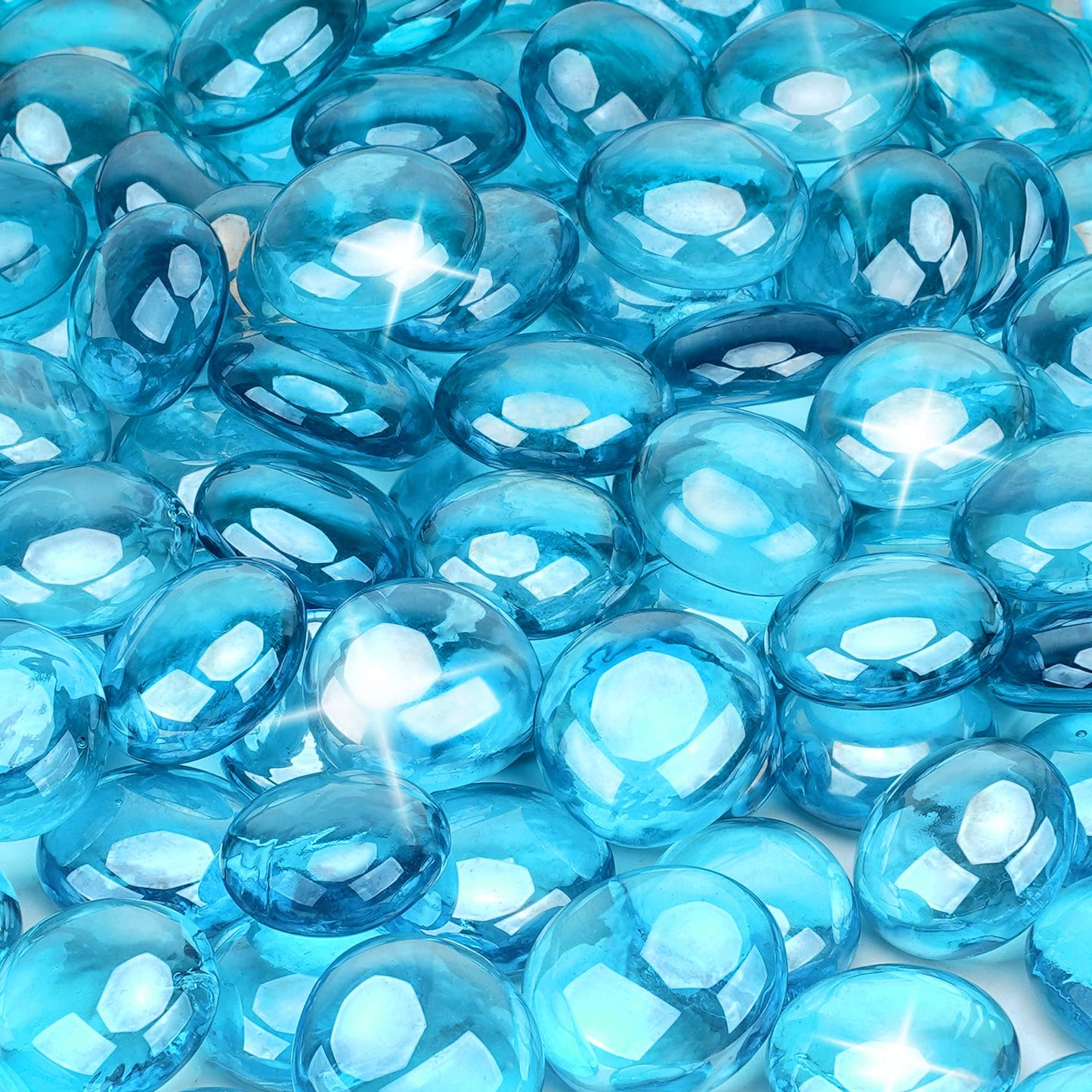 Stanbroil 10-Pound Fire Glass Beads - 1/2 inch Luster Fire Glass Drops for Fireplace Fire Pit | Gas Log Sets | Landscaping | Fish Tank, Caribbean Blue Luster