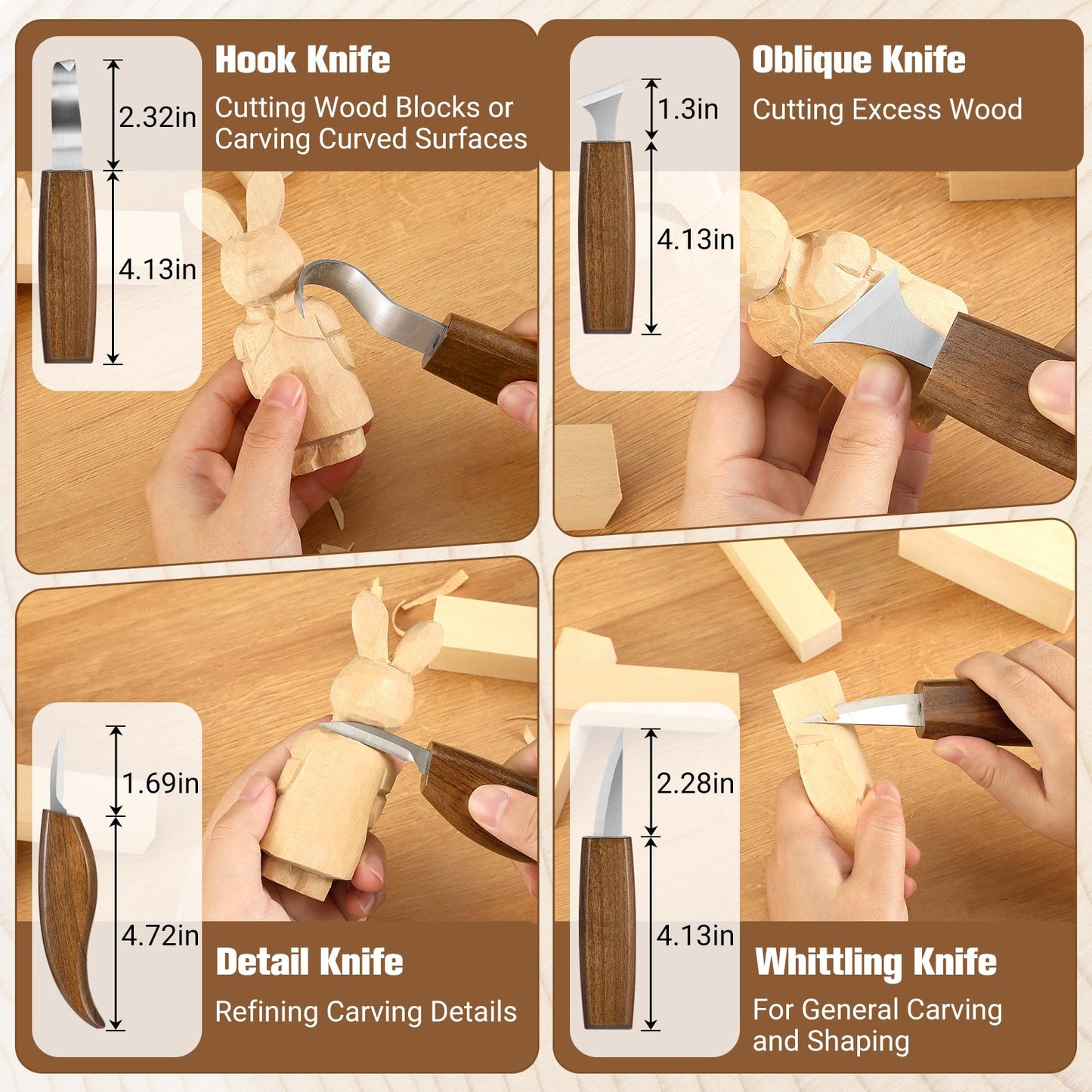 KINGBRO 20 PCS Wood Carving Kit for Beginners, Whittling Kit for Beginner and Kids, Wood Carving Tools with Safety Protection. 8 pcs Whittling Knife Wood Carving Set with 2 pcs Custom Sticker