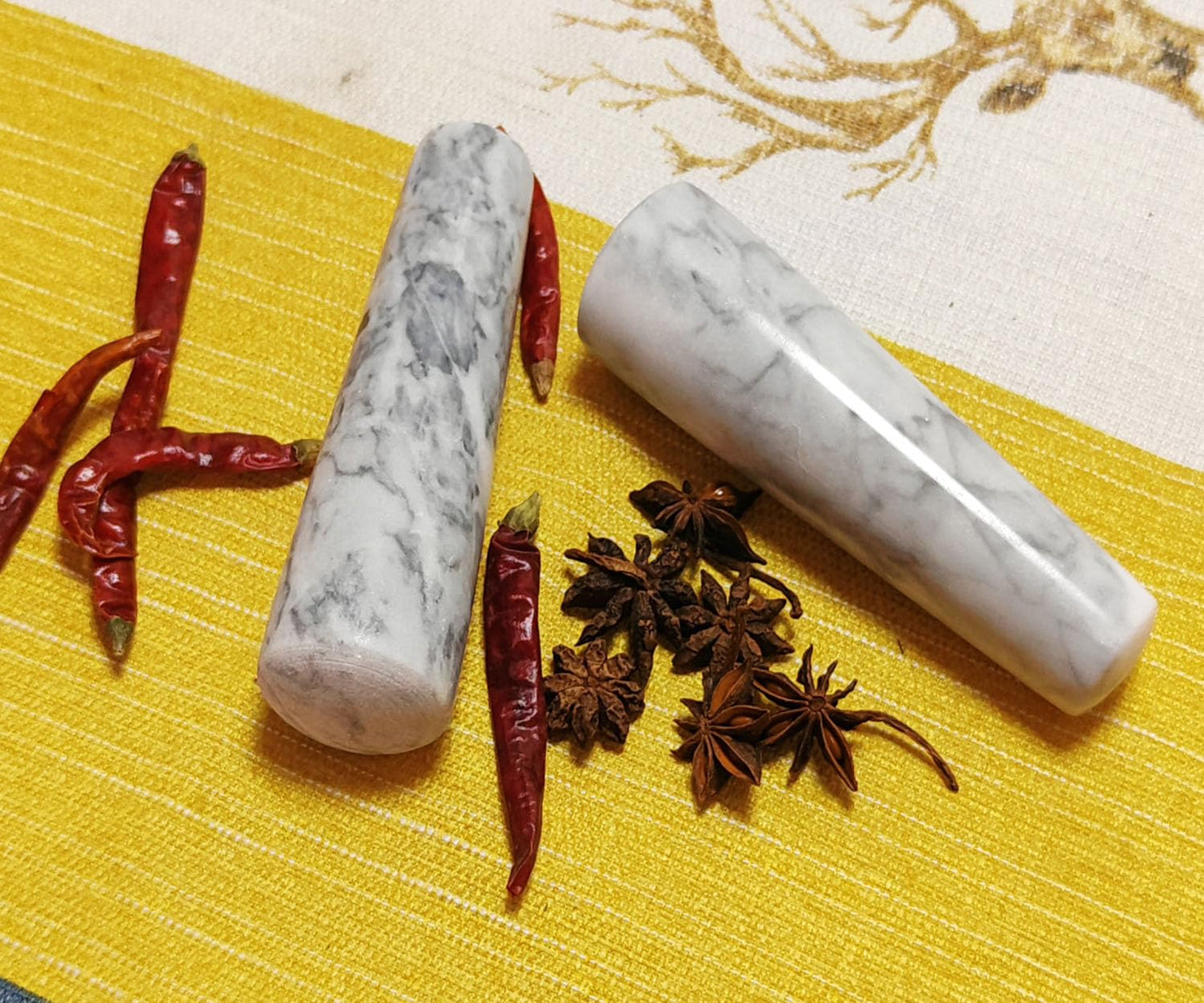 Marble Replacement Pestle only， 5.3 in (Only Pestle [Mortar is not Included]), Granite Pestle Replacement Light Gray White