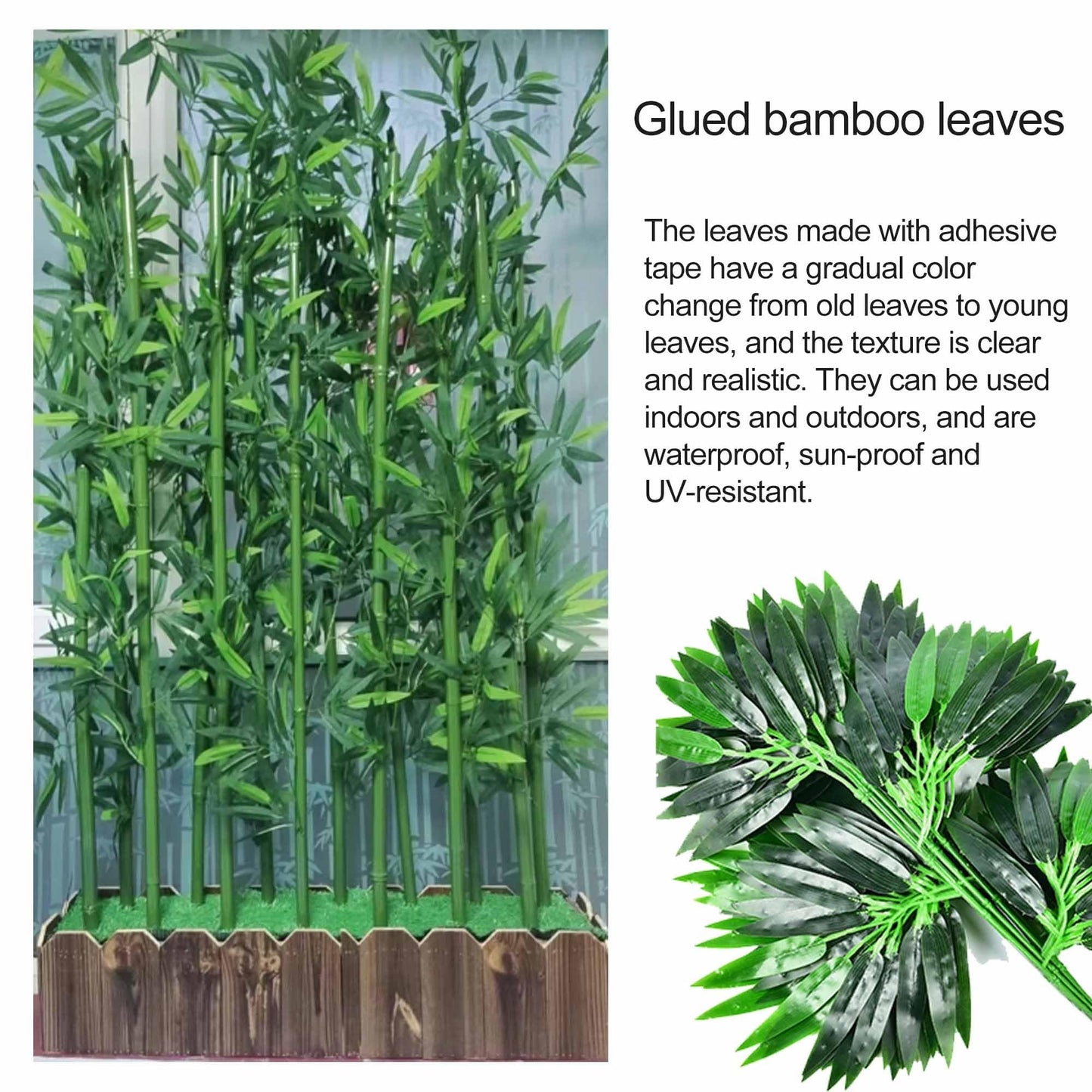 Artificial Bamboo Plant Balcony Privacy Screen Indoor Space Divider Plants Privacy Fence for Outdoor Garden Terrace Courtyard Entrance(100cm/3.3ft)