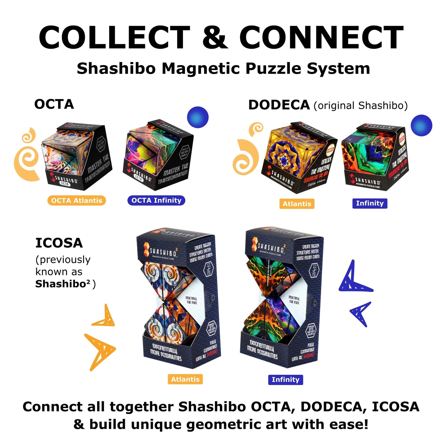 Shashibo DODECA Shape Shifting Box - Award-Winning STEM Fidget Toy with Ultra Strong Magnets - Puzzle Cube Transforms Into 100+ Shapes, Perfect Sensory Gift for Kids, Teens, and Adults (Infinity)