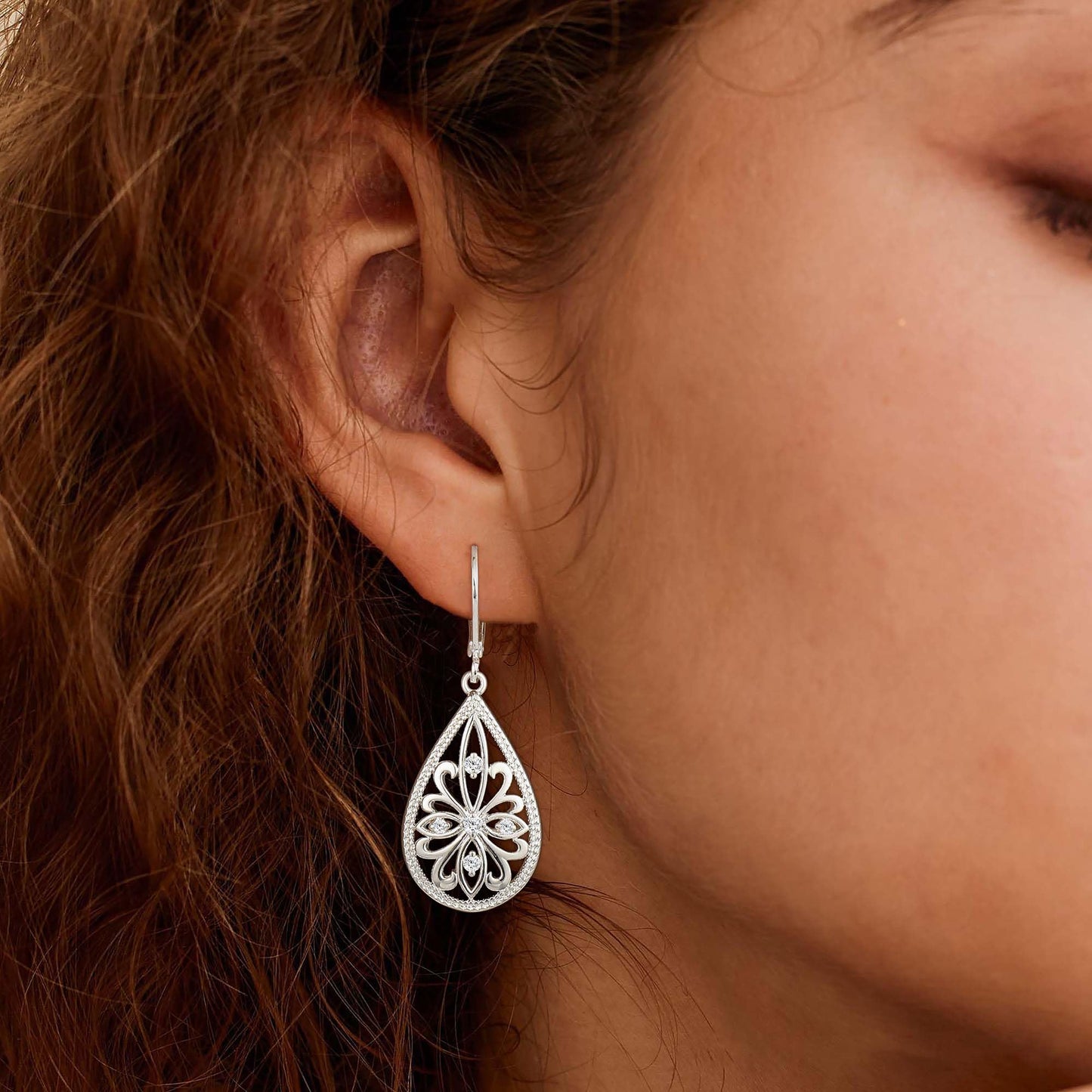 Sterling Silver Dangle Earrings for Women Filigree Teardrop Earrings Hypoallergenic925 Sterling Silver Drop Earring (Filigree-A-S)