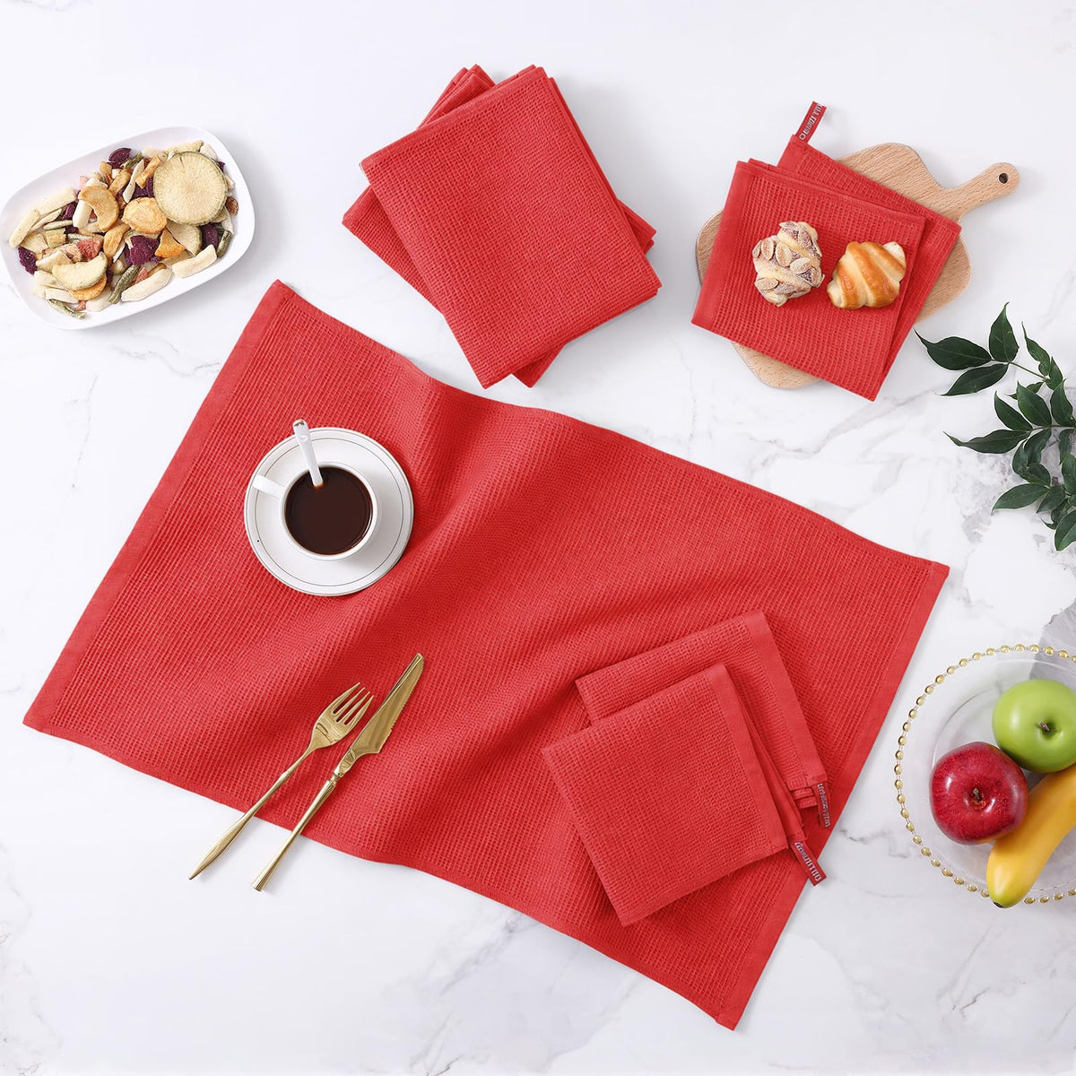 100% Cotton Waffle Weave Dish Cloths (6 Count)