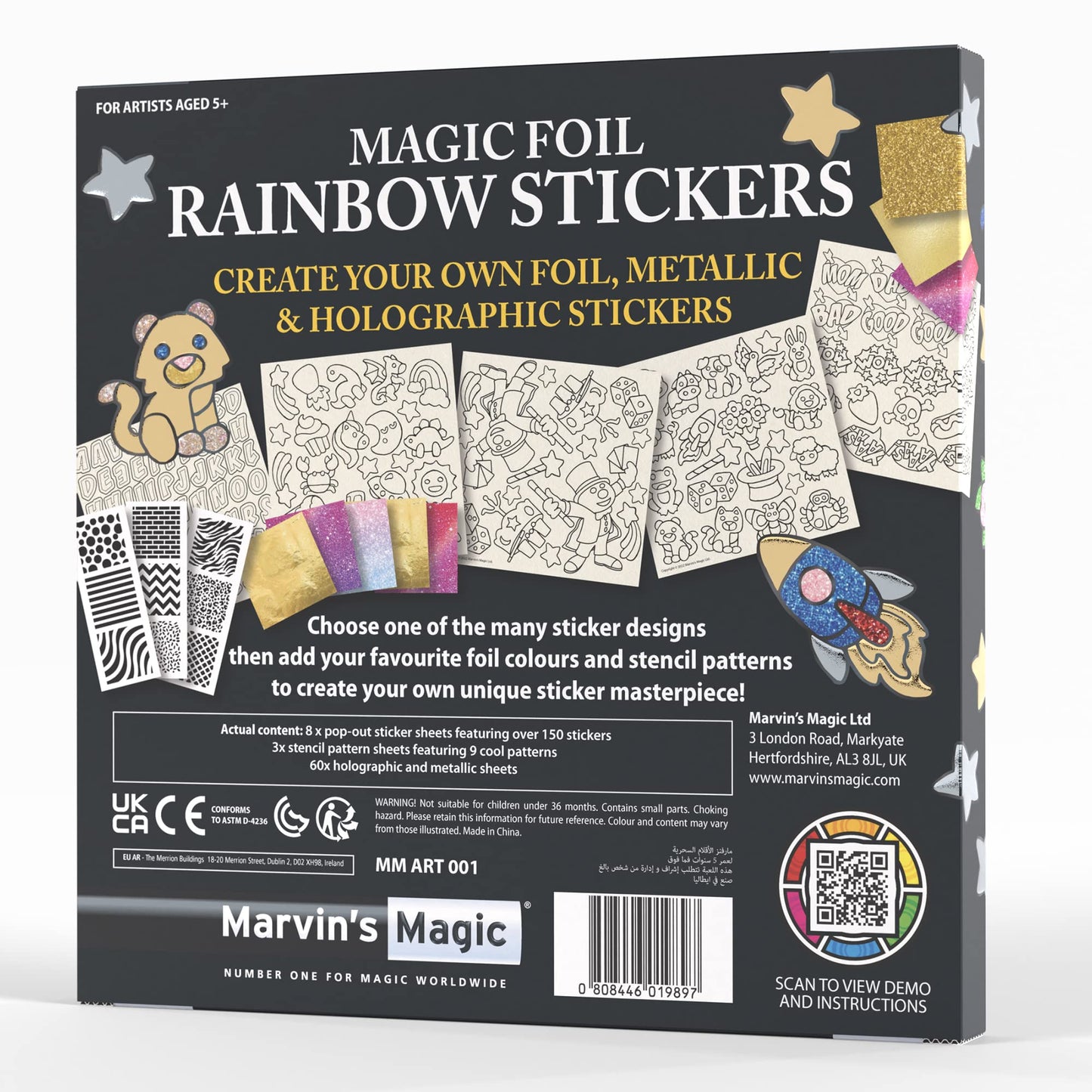 Marvin's Magic - Magic Foil Rainbow Stickers - Foil, Metallic & Holographic - Magical Art Supplies - 150 Stickers & More