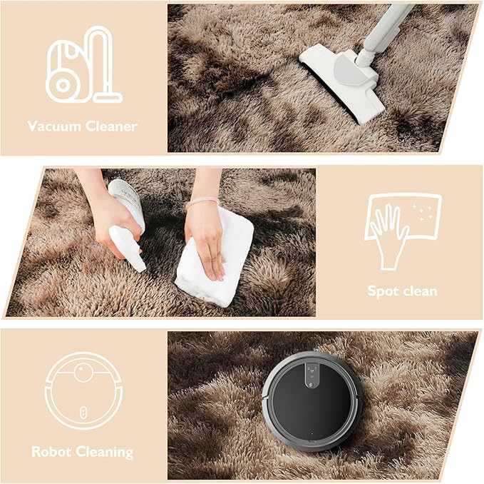 9x12 Fluffy Area Rugs for Living Room,Large Fuzzy Shag Area Rug for Bedroom,Soft Non-Shedding Indoor Plush Carpet for Kids Bedroom Nursery Home Decor,Tie-Dyed Coffee