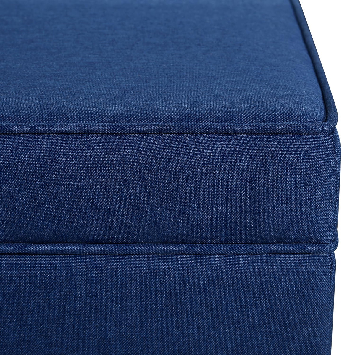 17.5" Navy Blue Square Fabric Storage Ottoman with Rolling Legs