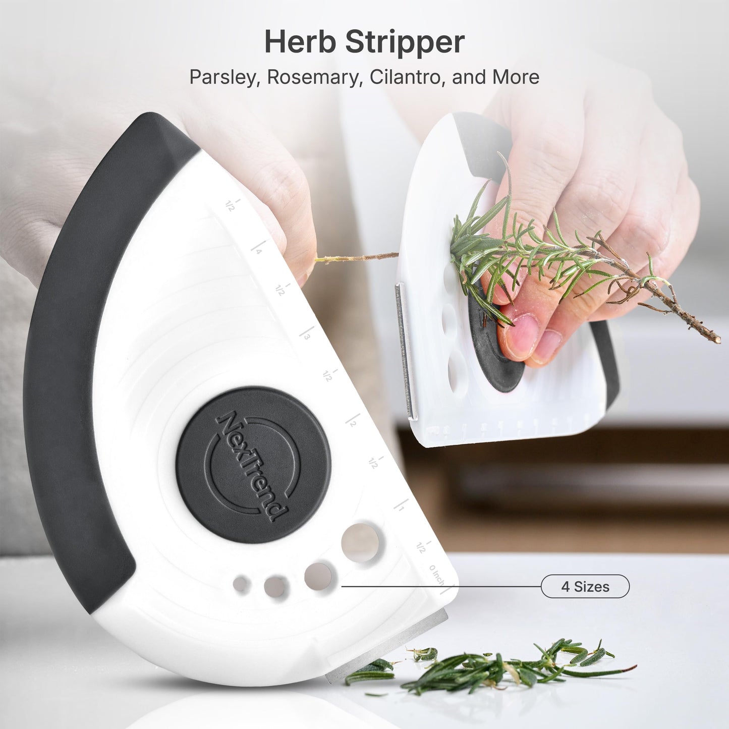 5-in-1 Dough Scraper & Flexible Bowl Scraper by Nextrend, Bread Scraper with Stainless Steel Edge, Ruler & Herb Stripper – BPA Free, Dishwasher Safe - Gray