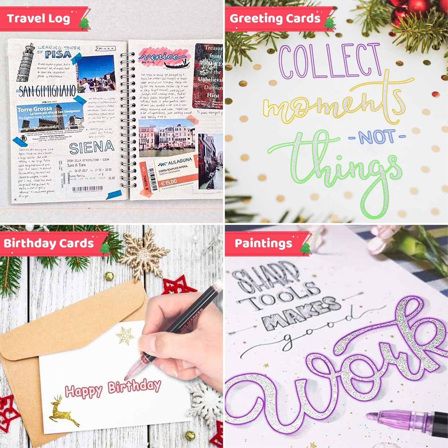 ZSCM QUALITY DECIDES THE FUTURE Stocking Stuffers, Shimmer Outline Glitter Markers, Chriatmas Stocking Stuffers Gifts Trendy Stuff, 21 Super Squiggles Metallic Glitter Pens For Chriatmas Gifts