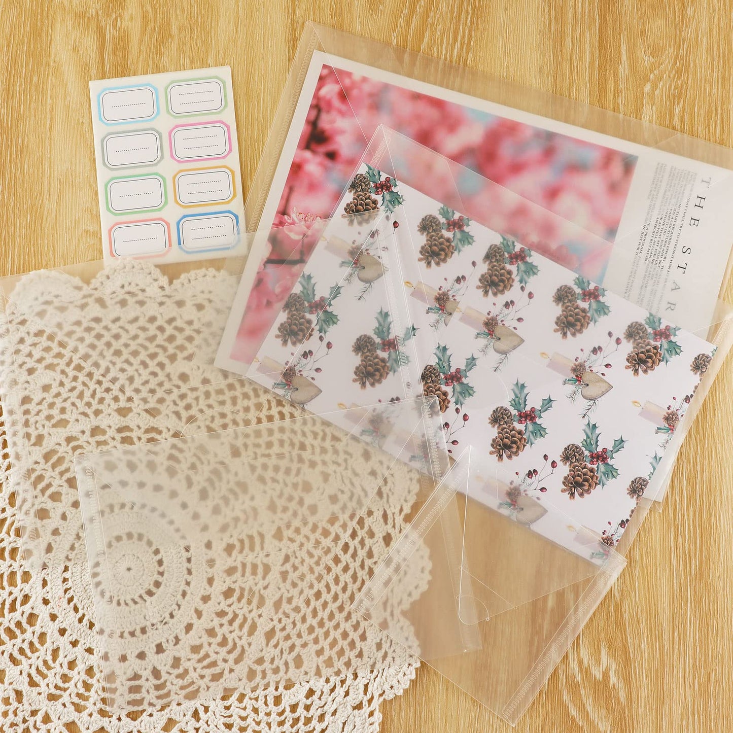 Briartw 30 Pack Storage Bag,Resealable Plastic Envelopes Pockets for Cutting Dies Stencil Crafts Organizer Holder,6x8.75"Clear Storage Envelopes for Clear Stamp,Die Cuts,Scrapbook Paper