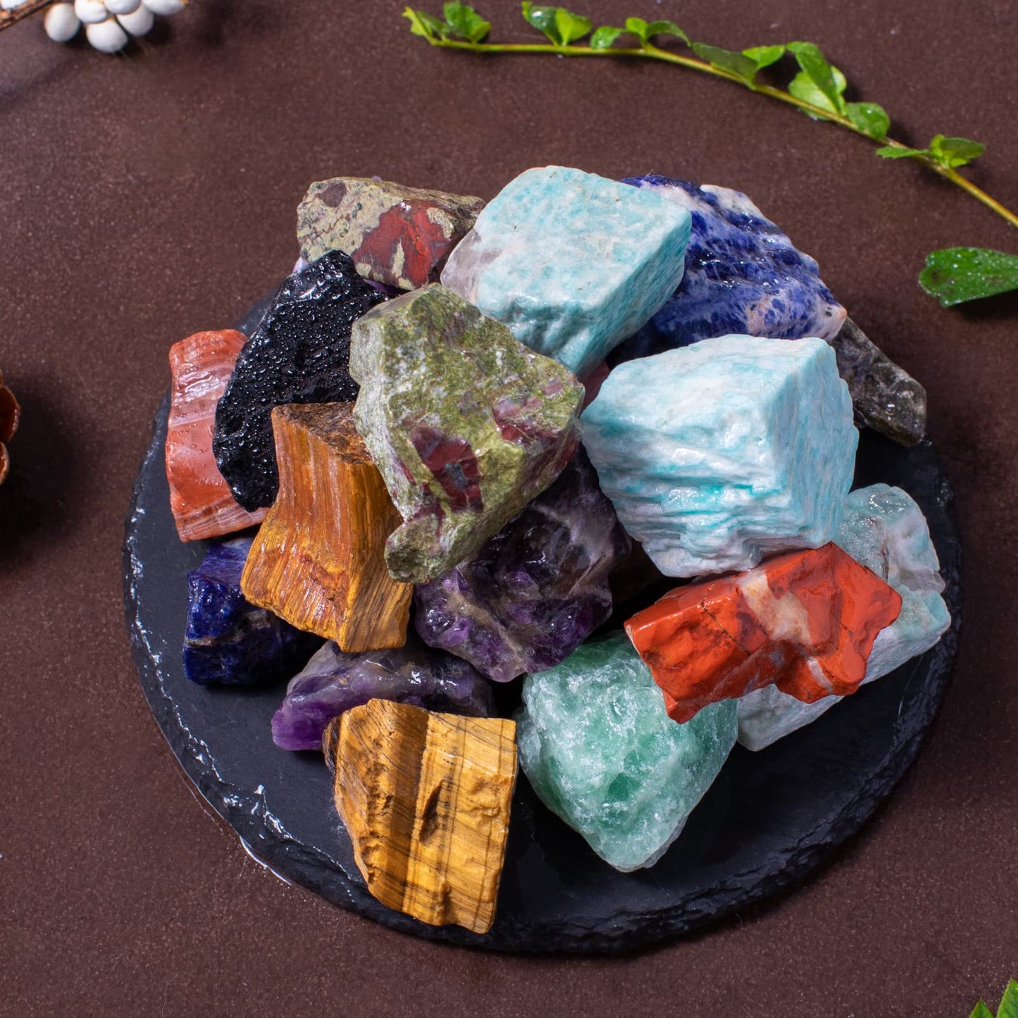 1 lb Bulk Assorted Stones Large 1" Natural Raw Stones Crystal for Tumbling, Cabbing, Fountain Rocks, Decoration,Polishing, Wire Wrapping, Wicca Reiki Crystals Healing