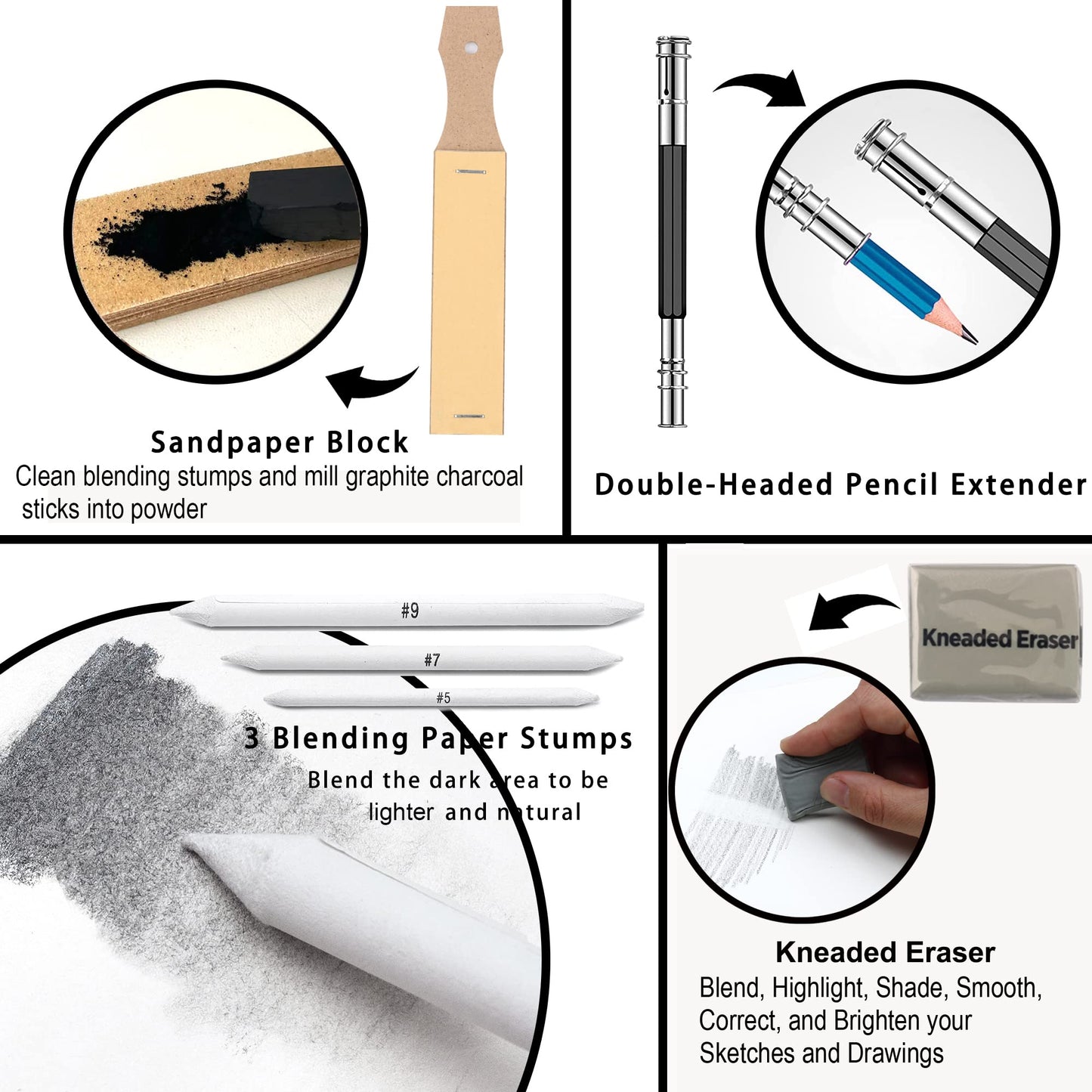 KALOUR 54-Pack Sketch Drawing Pencils Kit with Sketchbook,Include Graphite,Charcoal Pencils and Artists Tools,Pro Art Drawing Supplies for Adults Beginners,ideal for Sketching Shading