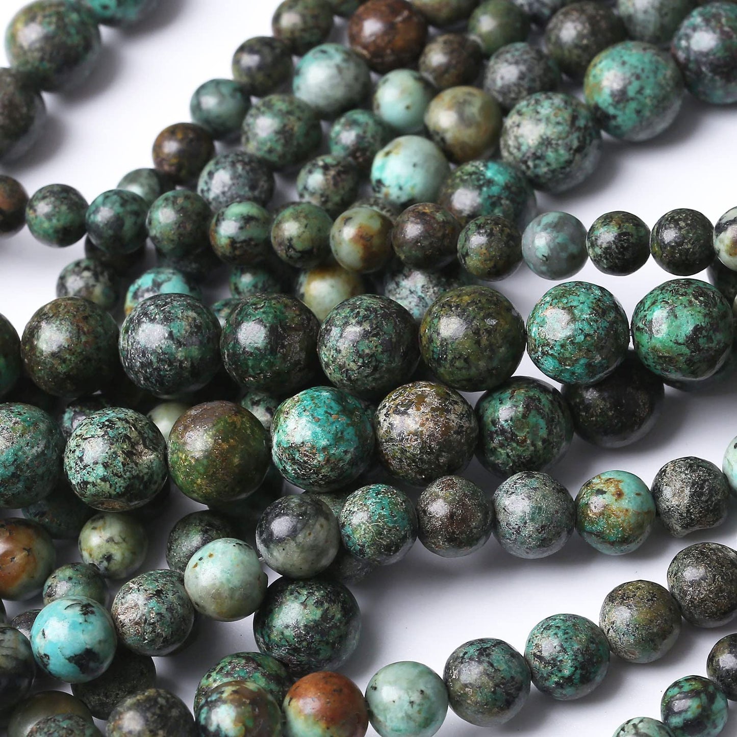African Turquoises Stone Natural Stone Beads Gems Round Loose Beads Jewelry Making DIY Bracelet Necklace Accessory 1 Strand 45PCS 8MM 15"
