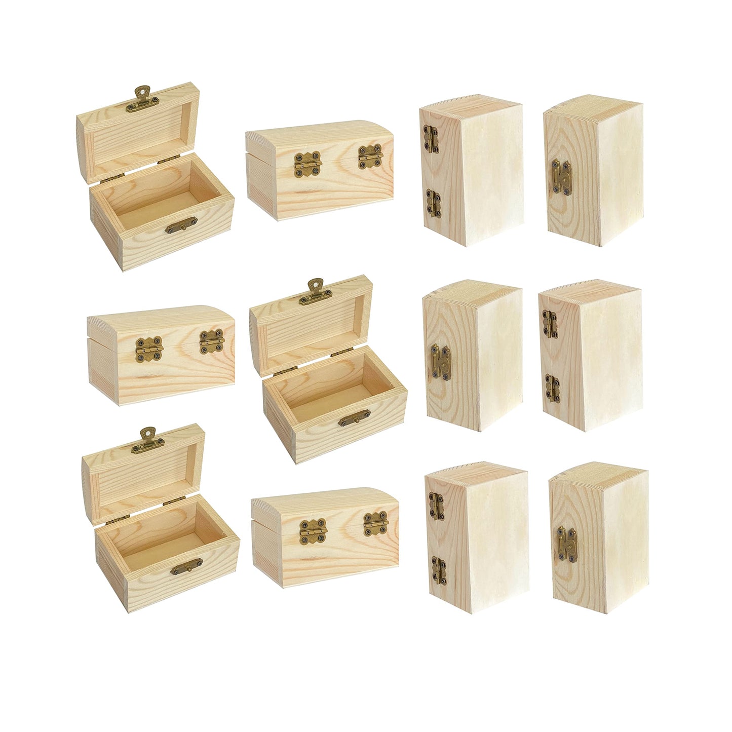 Cregugua 12 Pieces Small Wooden box Unfinished Wood Treasure Boxes with Lid for DIY Crafts (3.5 x 2.1 x 1.9 In)