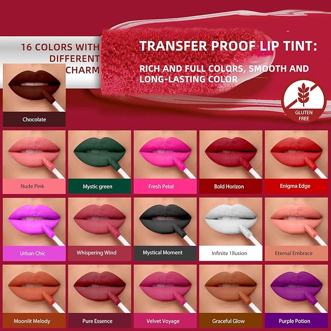 Rose Red Liquid Lipstick, LongLasting, Smudge Proof, Transfer Resistant Lip Color,Waterproof, Non-Transfer Formula (Enigma Edge)