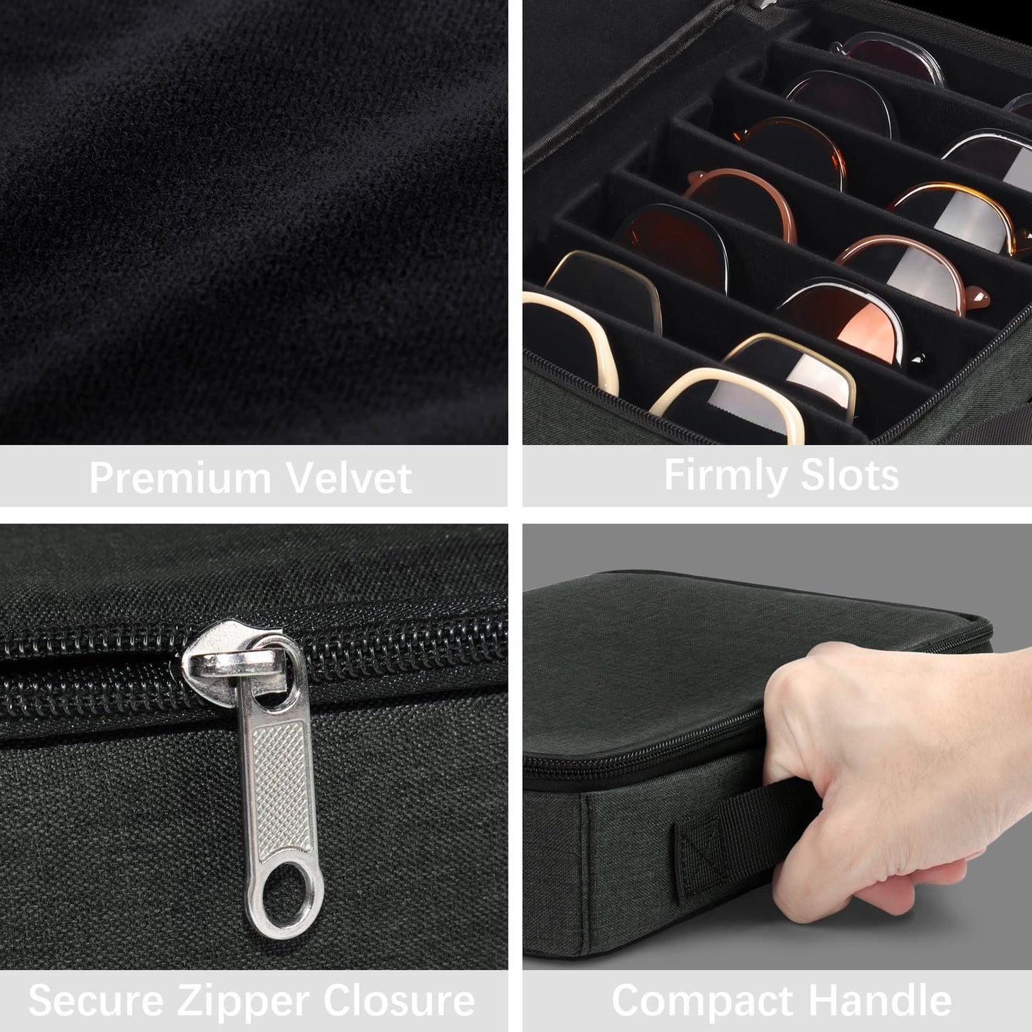 Bukere Travel Sunglasses Organizer Case, Adjustable Slot For Multiple Pairs, Portable Eyeglasses Storage Box for Men Women