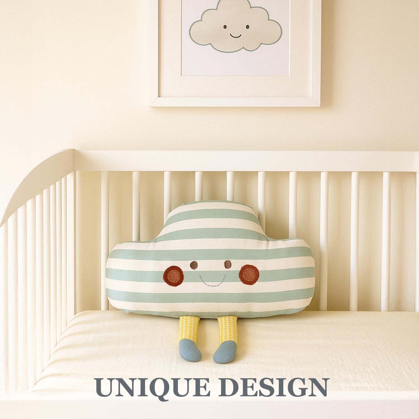 Art Capsula Cloud Shaped Decorative Pillow – Boho Nursery Decor & Sky Room Theme – Handmade 100% Cotton Cushion for Sofa or Bed