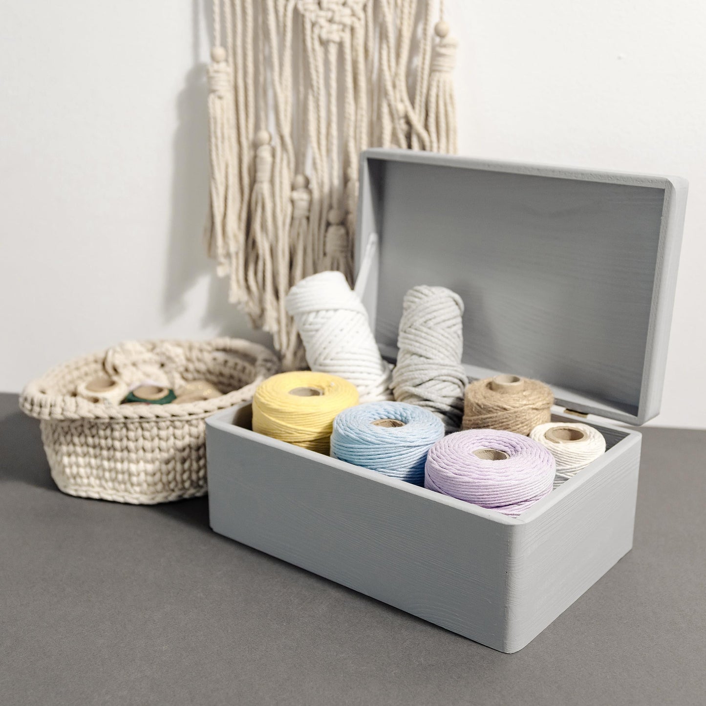 Creative Deco Large Gray Wooden Box Storage with Hinged Lid | 11.8x7.87x5.51in (+-0.5) | Keepsake Gift Box for Tool Dog Toy Kitchen Storage | ROUGH UNSANDED Wood Chest Trunk