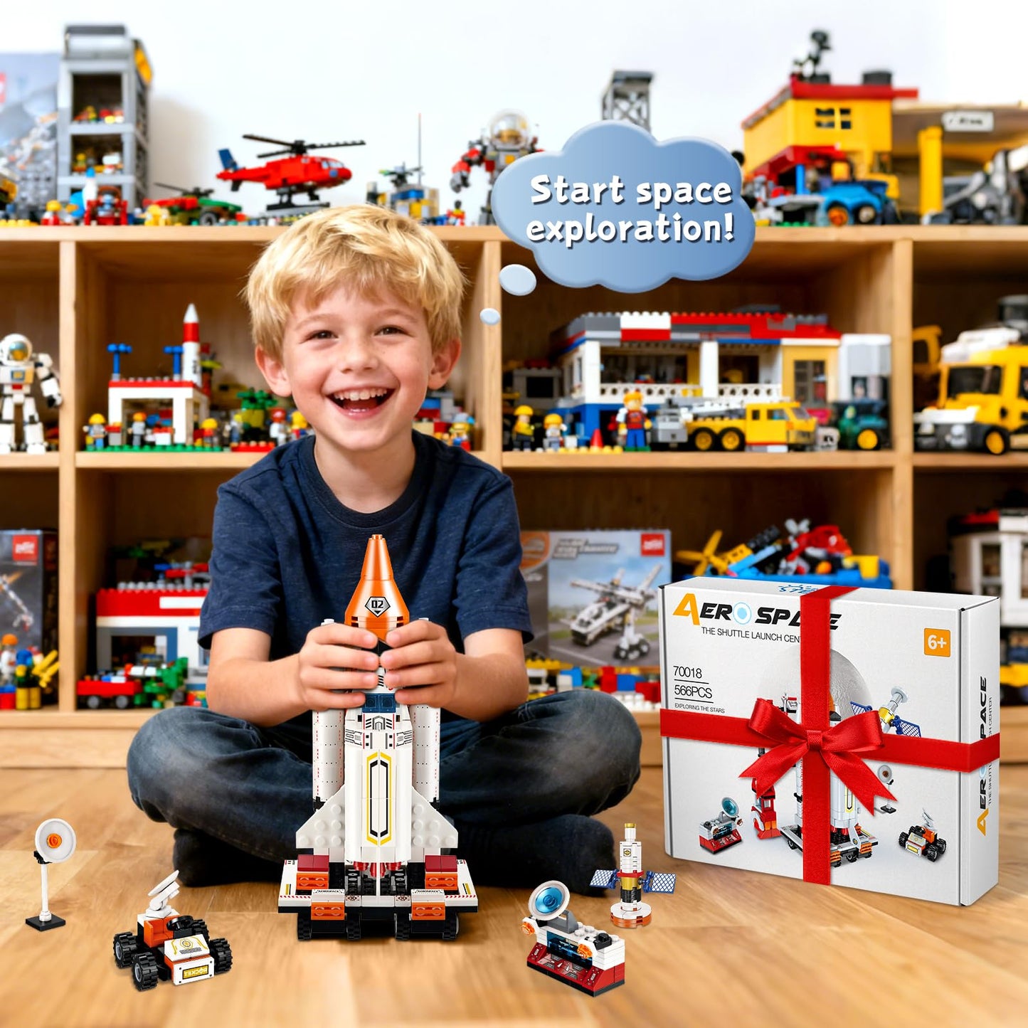 ZZXYPX 12-in-1 Space Rocket Building Blocks Kit - STEM Educational Toy Ages 6-12, 566 Pieces Creative Assembly Set for Kids