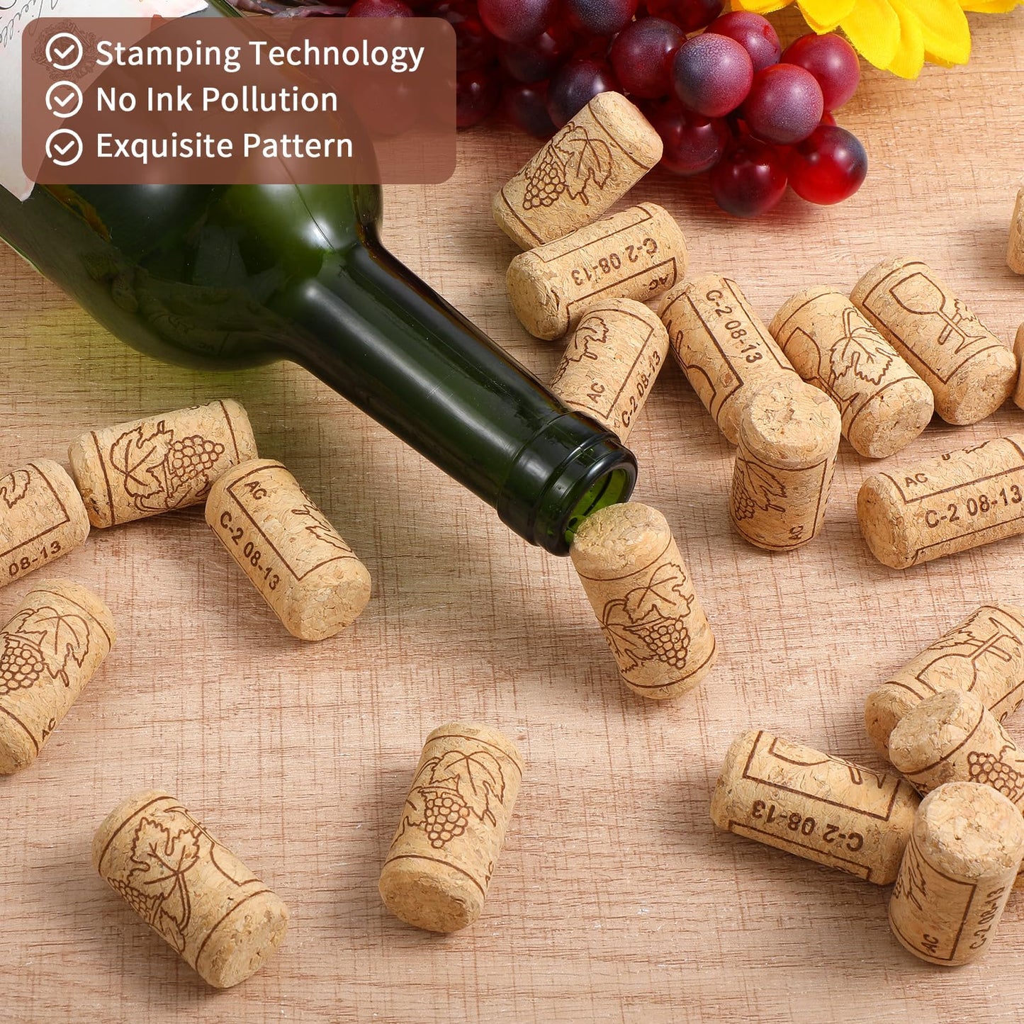 200Pack Straight Wine Cork, #8 Natural 7/8" x 1 3/4" Soft Wine Corks for Wine Bottles, Craft Projects Decor, DIY Arts