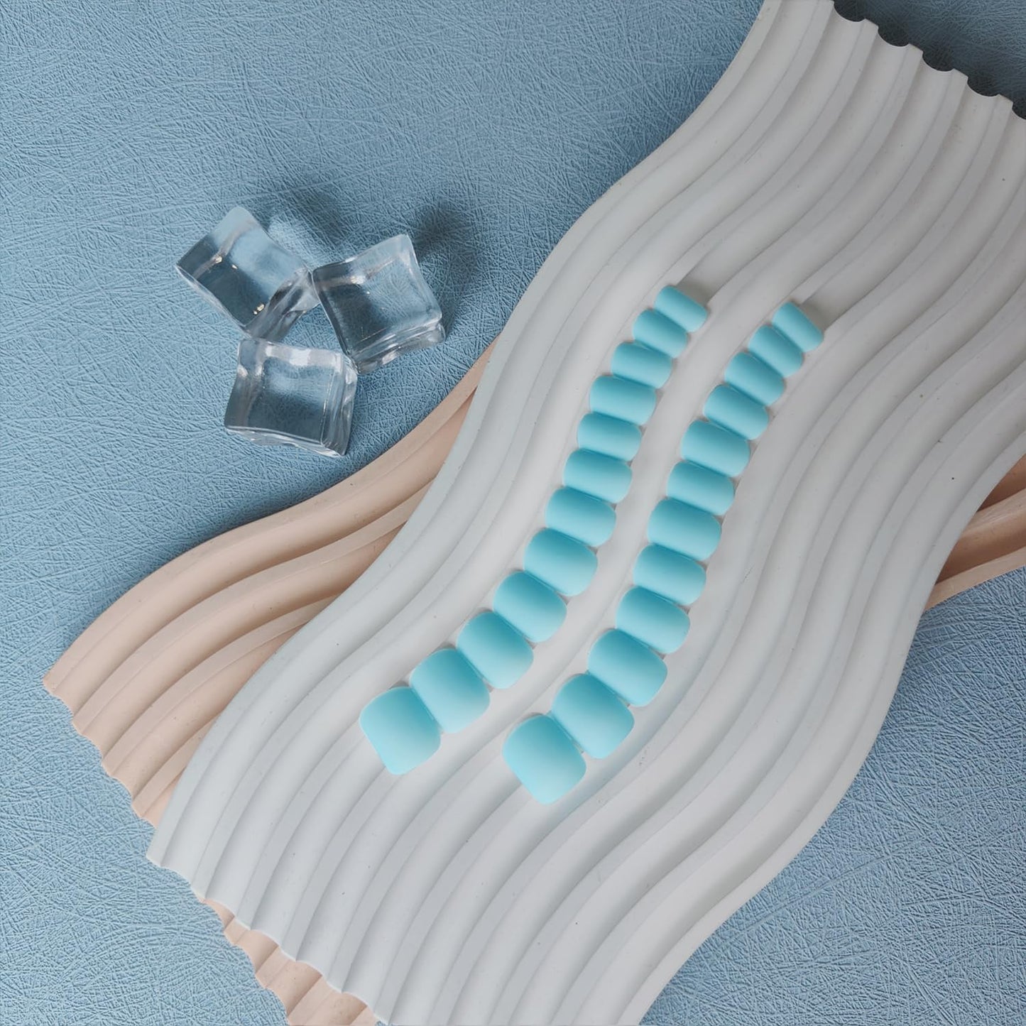 Matte Blue Press on Nails Short Square Fake Nails Short Square Nails Press ons, Soft Gel Acrylic Glue on Nails Stick on for Women Thick Solid Color 24pcs