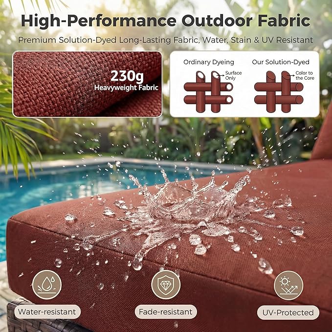 NICESOUL 29.3'' High Back Wicker Patio Furniture Set for 8 Person, Extra Big Outdoor Modular Sectional with Ottoman, Deep Seated Relax Conversation Sets for Backyard Deck, Brown and Red