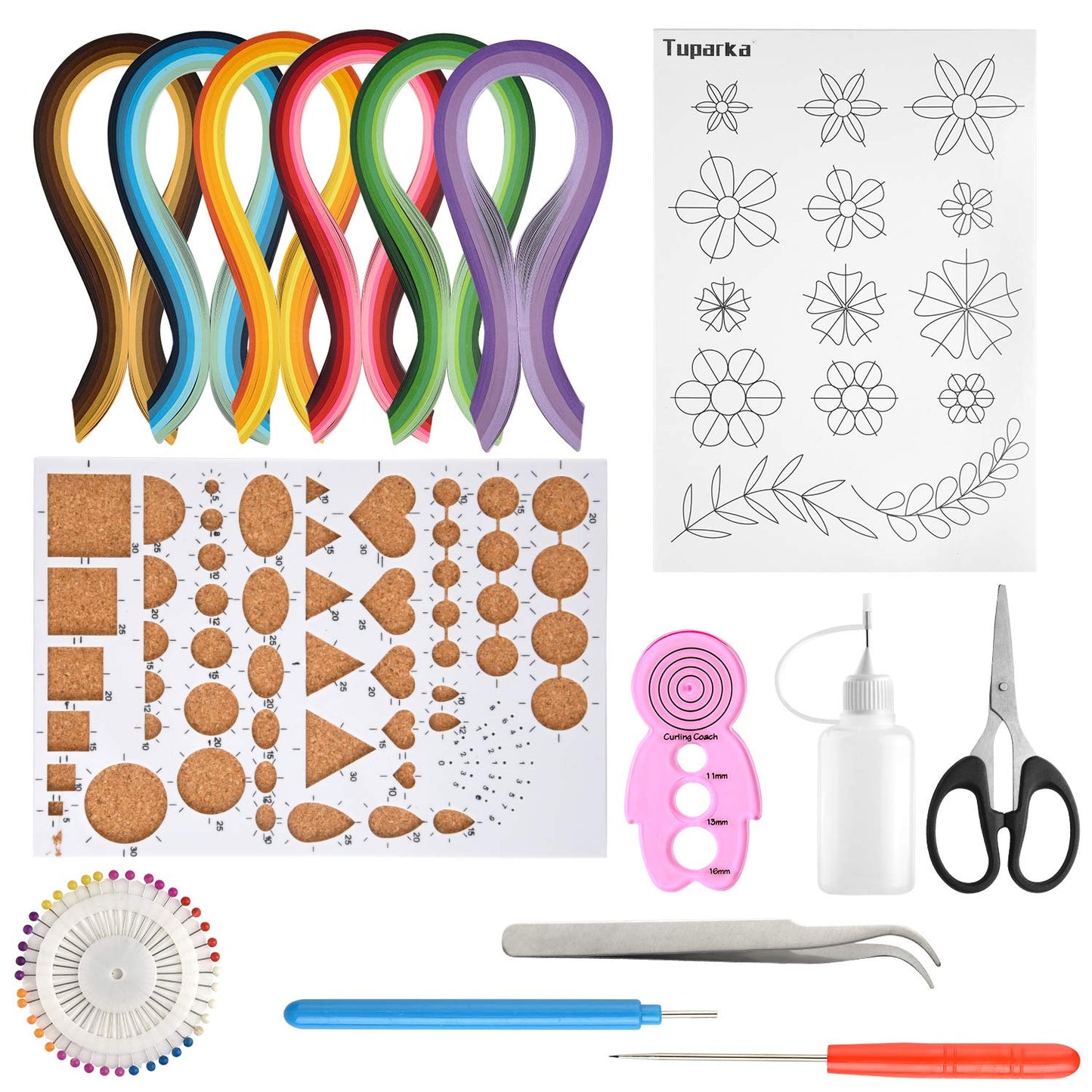 TUPARKA 15 PCS Paper Quilling Kits with 29 Colors 600 Strips Quilling Paper DIY Design Drawing Handcraft Tool