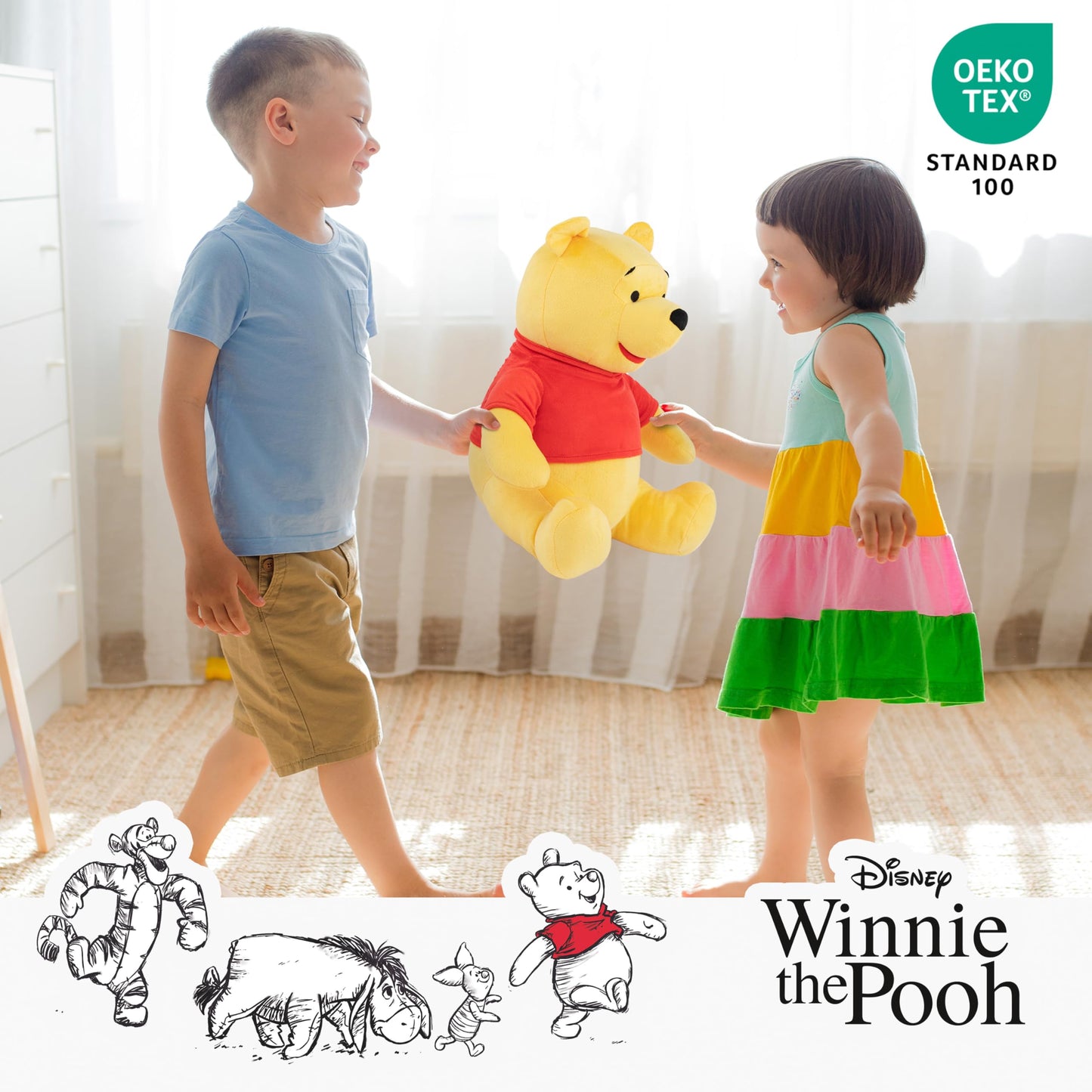 Jay Franco Disney Winnie The Pooh Pillow Buddy - Super Soft Polyester Microfiber, 16 inches (Official Disney Product)