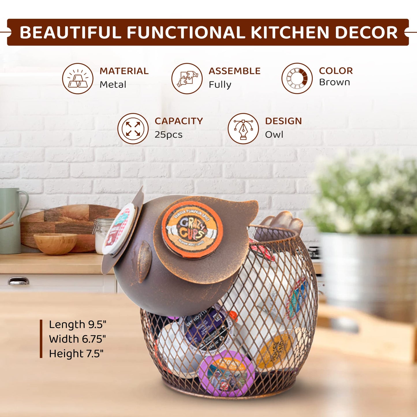 Made Easy Kit Coffee Pod Organizer - Home Coffee Bar Functional Décor - Café Station Countertop Storage Accessories (Sea Turtle)