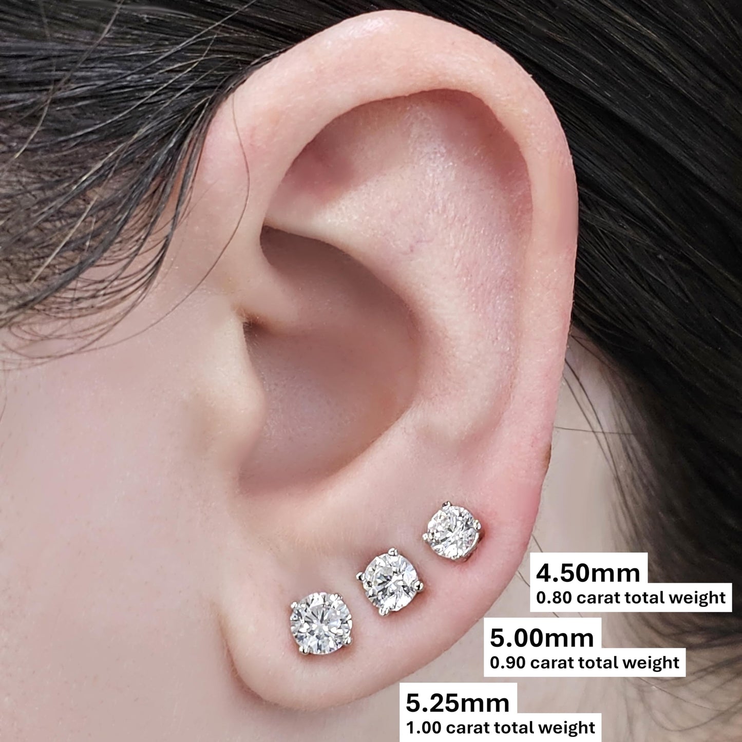 Central Diamond Center Round Simulated Diamond Stud Earrings Hypoallergenic Metal & Sterling Silver CZ - 5.25mm (1.00cttw) Platinum