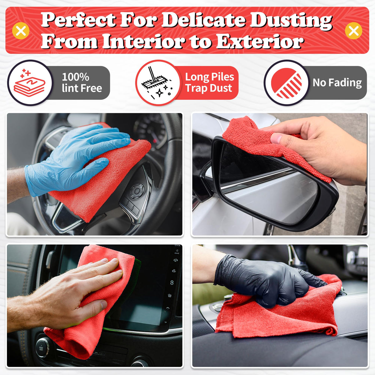 Shop Towels Red Microfiber Cleaning Cloth Bulk (200 Count)