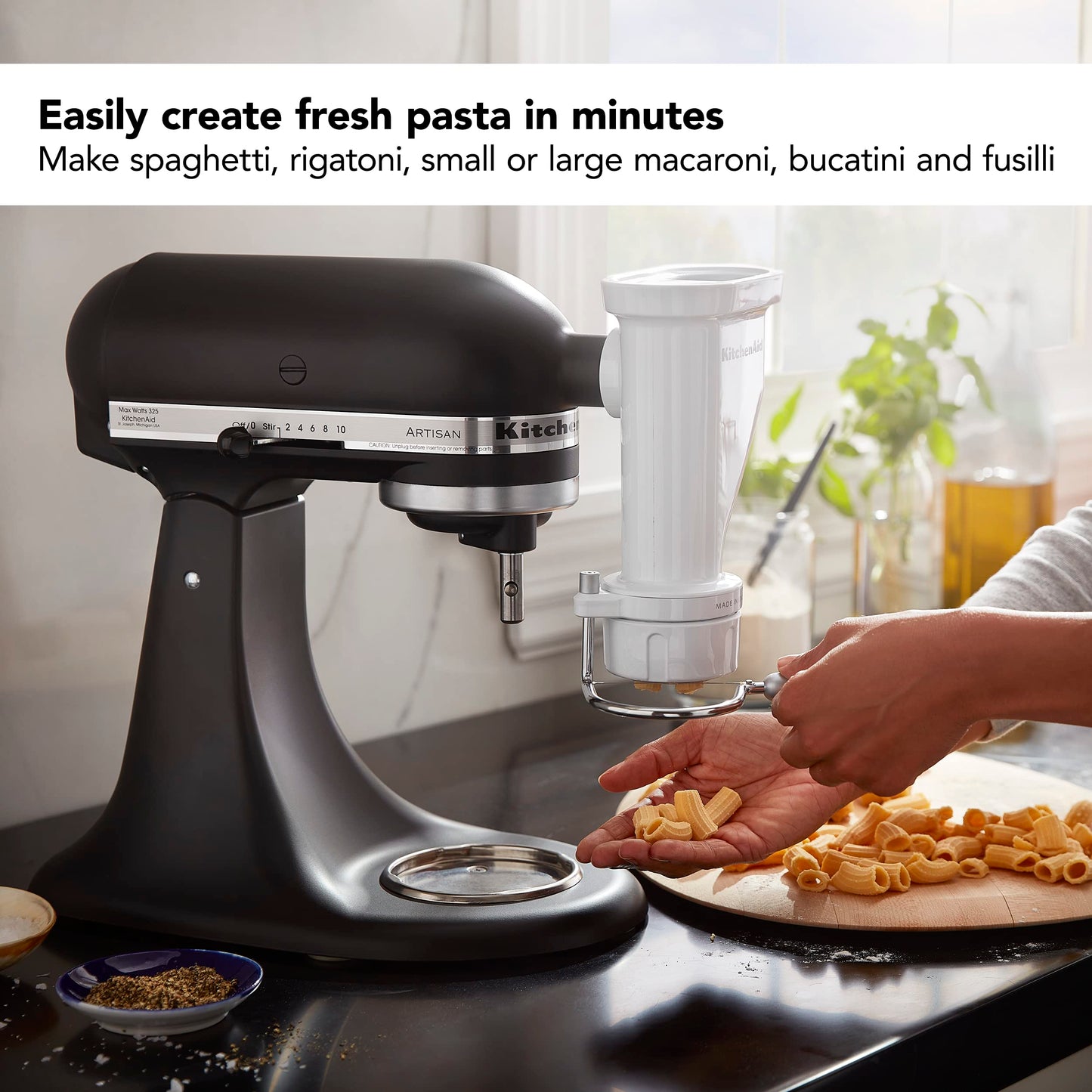 KitchenAid Ksmpexta Gourmet Pasta Press Attachment with 6 Interchangeable Pasta Plates, White