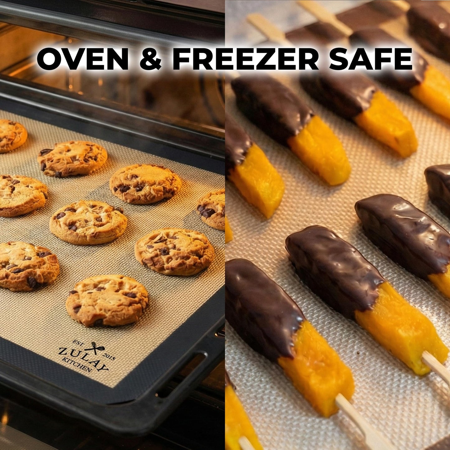 Zulay Kitchen Silicone Baking Mat Set – 2-Pack 16.5″ × 11.6″ Reusable Non-Stick Silicone Baking Sheets, Food-Safe, Heat-Resistant up to 250°F – Perfect for Cookies, Pastries & Oven Use (Dark Gray)