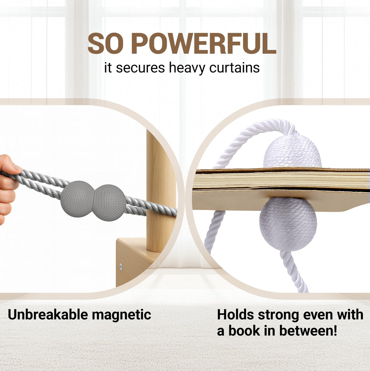 Magnetic Curtain Tiebacks Grey 2pcs (2 Count)
